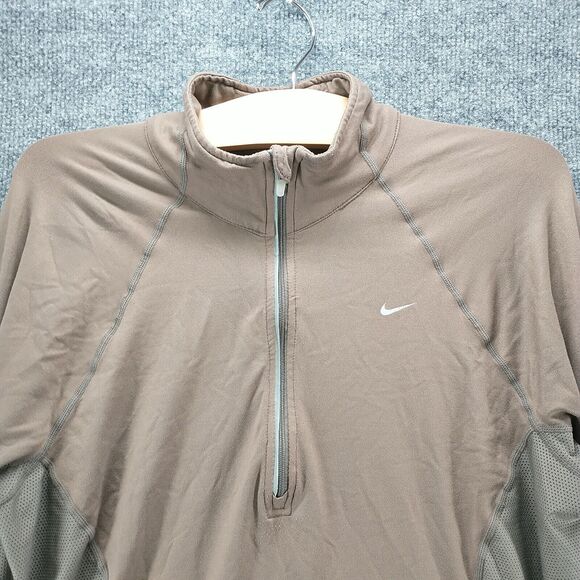 Nike Fit Dry Women's 1/4 Zip Athletic Shirt Brown Large 12-14 Raglan Sleeve - Picture 3 of 16